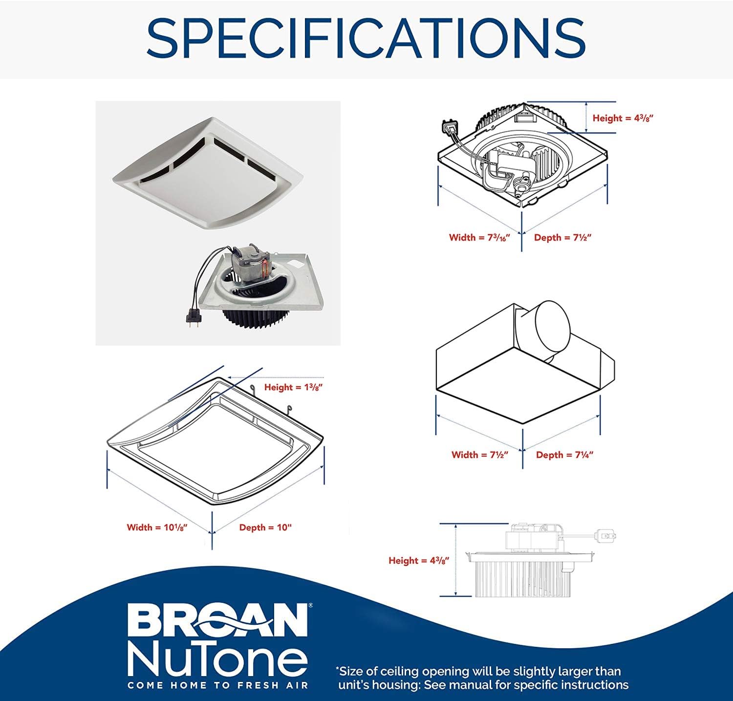 Broan-NuTone BKR60 QuickKit Ultra-Quiet Bath Fan Replacement Motor and Cover/Grille, 60 CFM, 20% more power, White