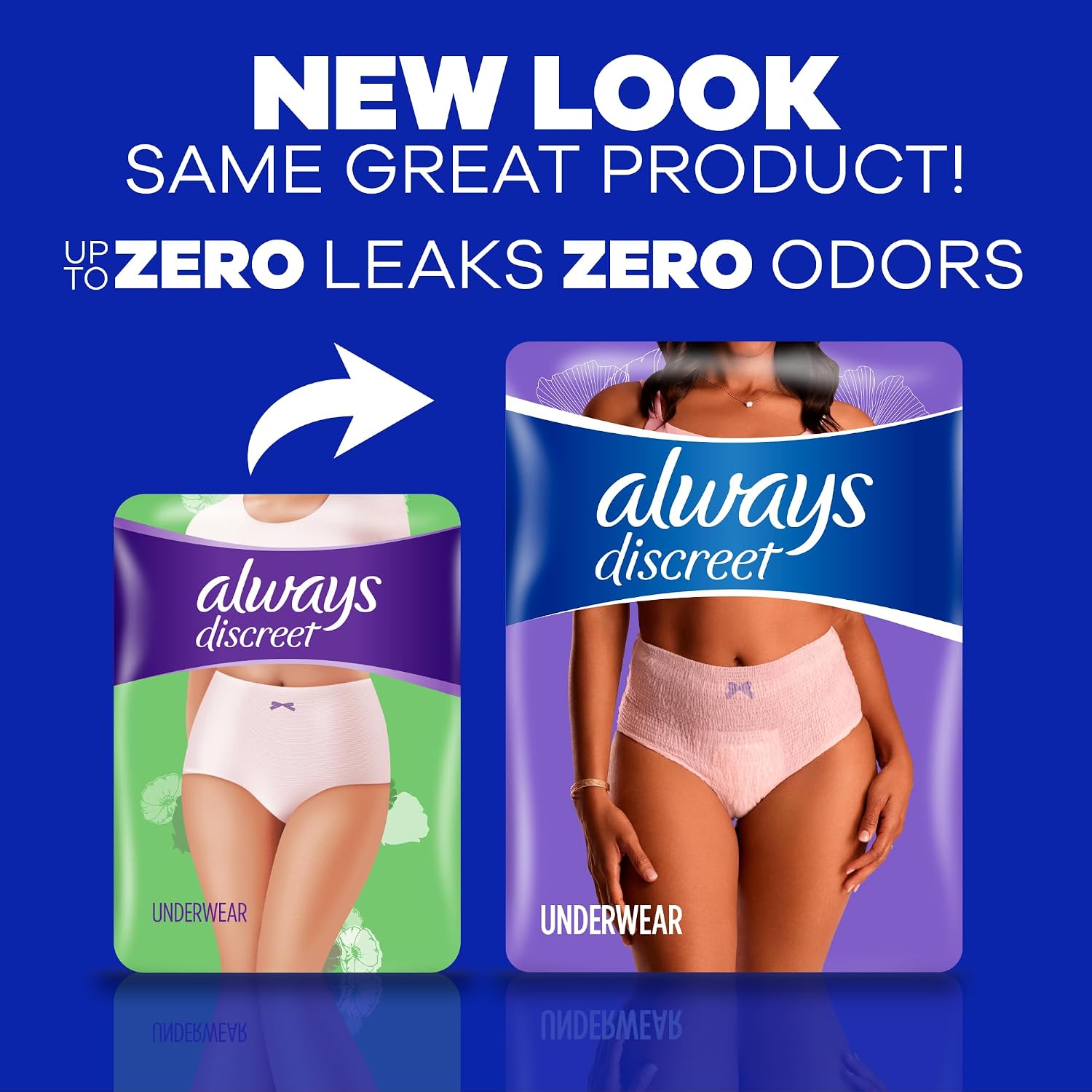 Always Discreet Adult Diapers for Women, Incontinence Underwear, Postpartum Essentials, Disposable Briefs, Max Absorbency, Bladder Leak Protection, Small/Medium, 32ct