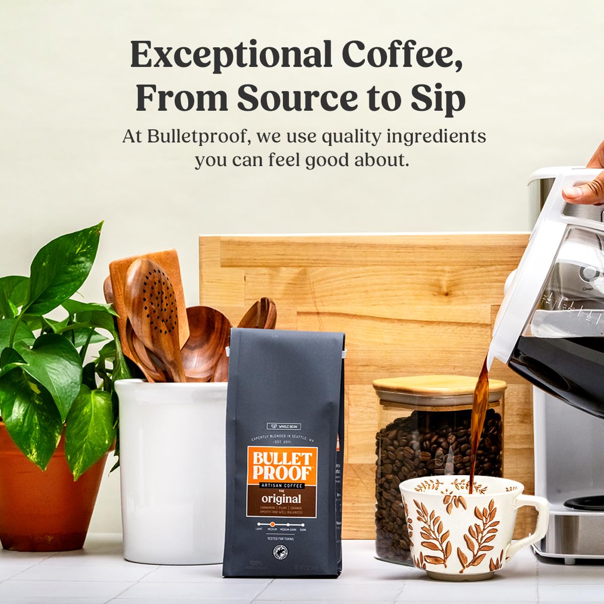 Bulletproof French Kick Dark Roast Whole Bean Coffee, 12 Ounces, 100% Arabica Coffee Sourced from Guatemala, Colombia & El Salvador
