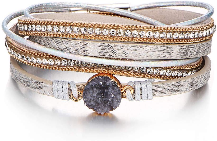 Fesciory Leather Wrap Bracelets for Women, Boho Western Layered Jewelry