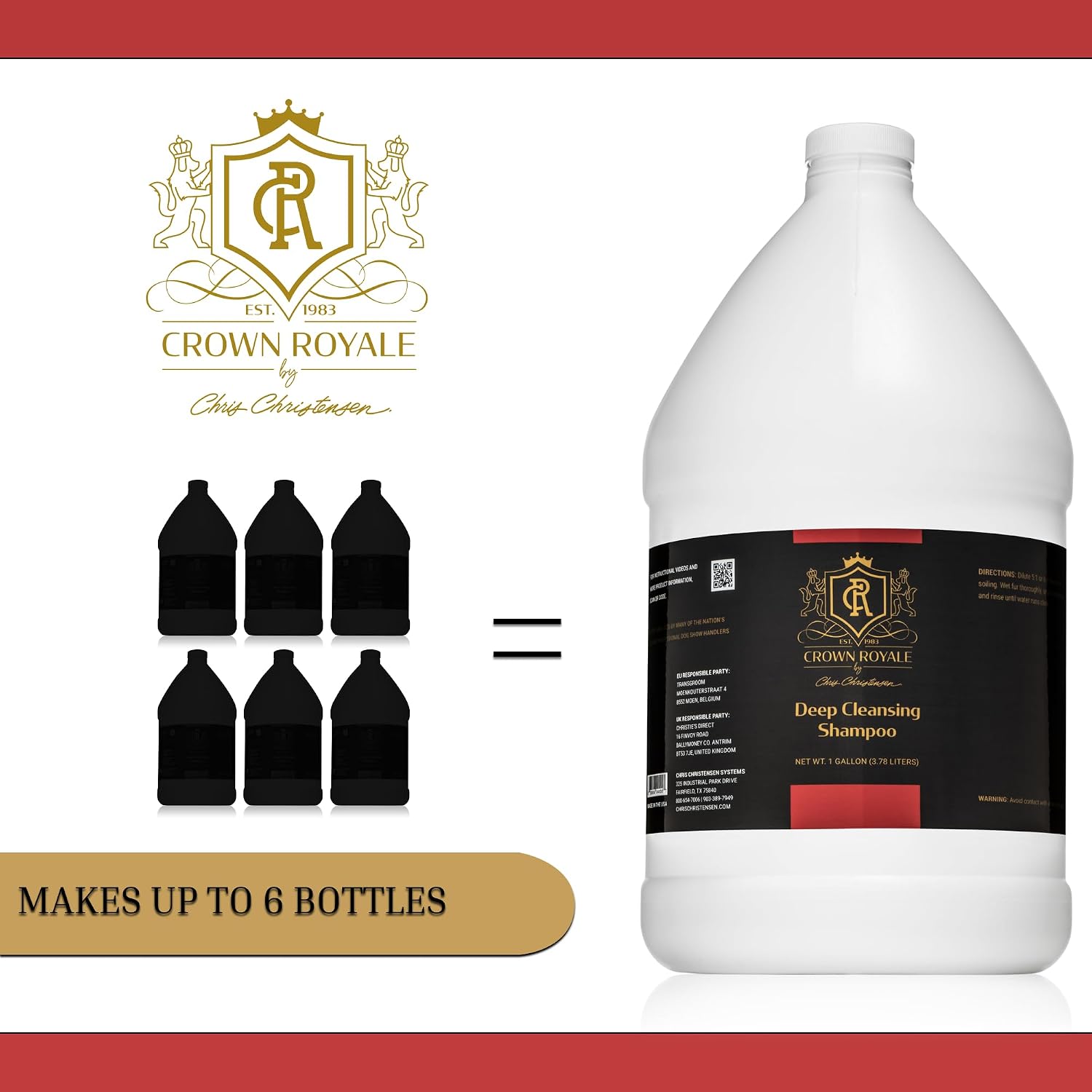 Crown Royale Deep Cleansing Dog Shampoo Concentrate, Revives Color and Texture, Nourishes and Stimulates Hair Growth, Made in USA, 1 gal