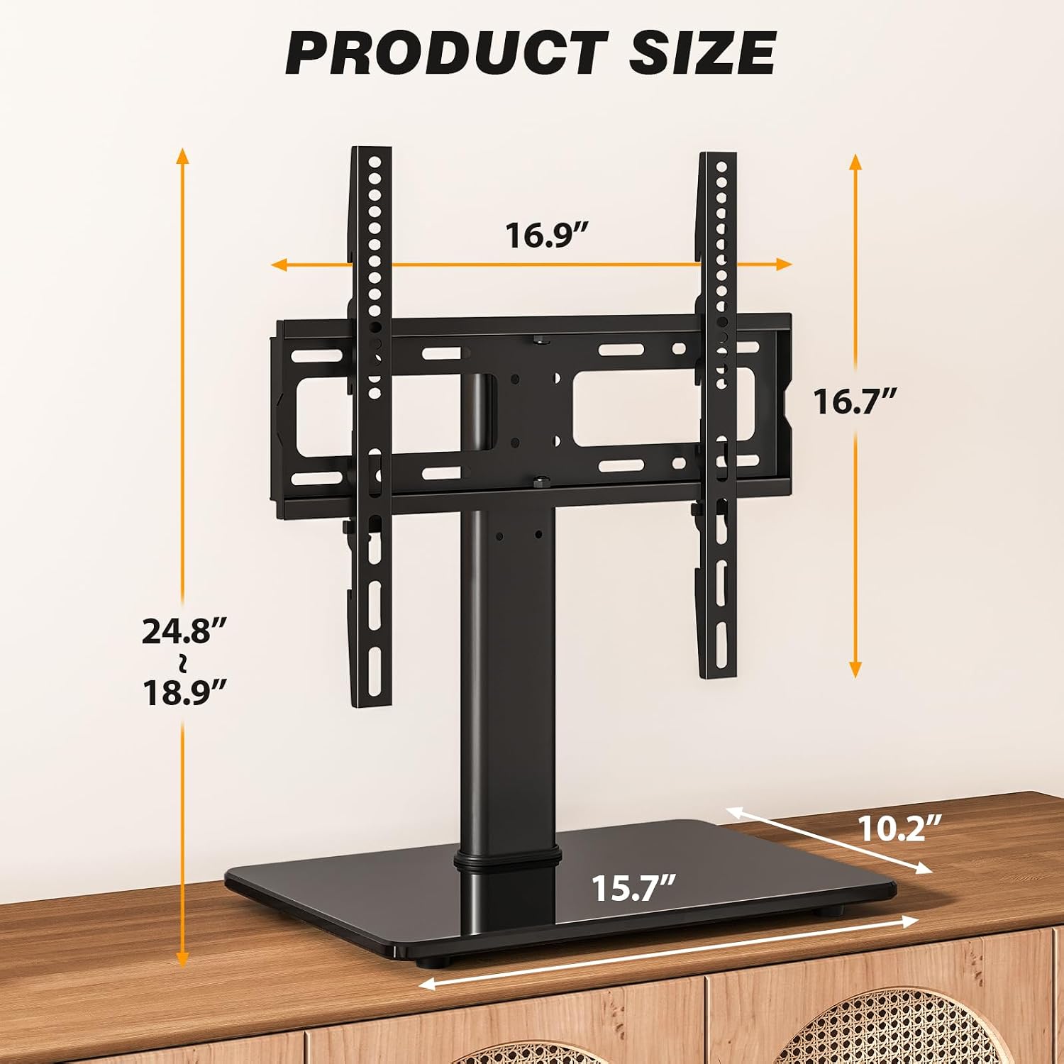 5Rcom Universal Swivel TV Stand for 27-60 inch Curved/Flat Screen TVs, Table Top TV Base Replacement Holds up to 88 lbs