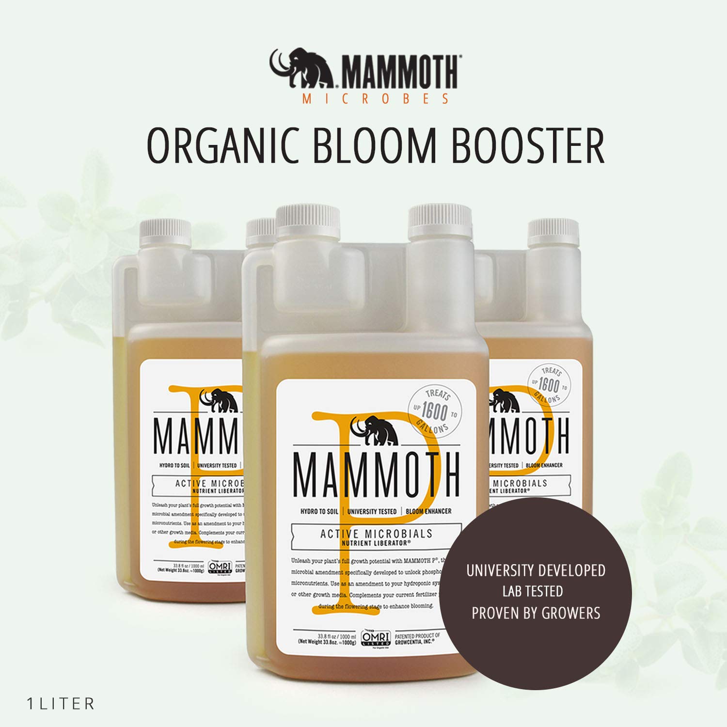 Mammoth Organic Bloom Booster | Mammoth P Organic Fertilizer Microbial Inoculant | 16% Proven Increase in Yield (250 ml)