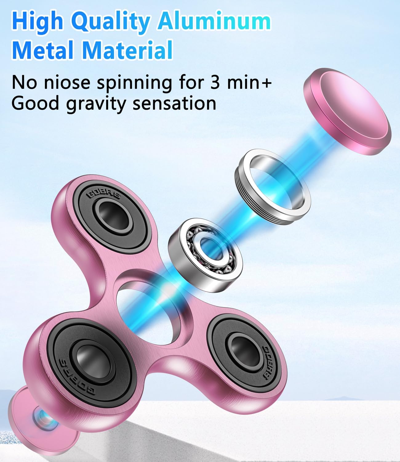 Fidget Spinner Toy Ultra Durable Stainless Steel Bearing High Speed 2-5 Min Spins Precision Metal Material Hand Spinner EDC ADHD Focus Anxiety
