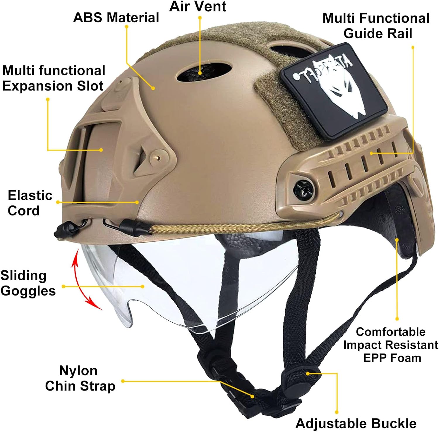 PJ Type Tactical Multifunctional Fast Helmet with Visor Goggles Version