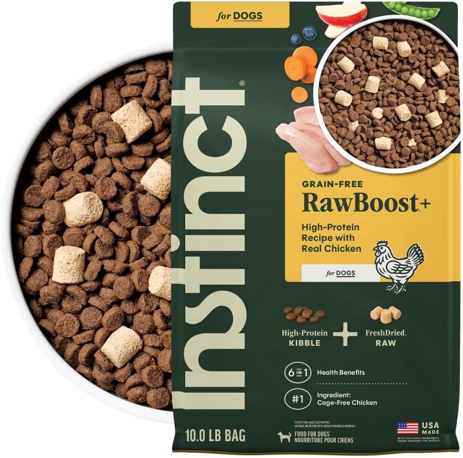 Instinct RawBoost, Dry Dog Food + Freeze Dried, Real Beef, 10 lb. Bag | High-protein kibble with FreshDried raw bites, USA-raised beef, grain-free recipe, 6-in-1 health benefits