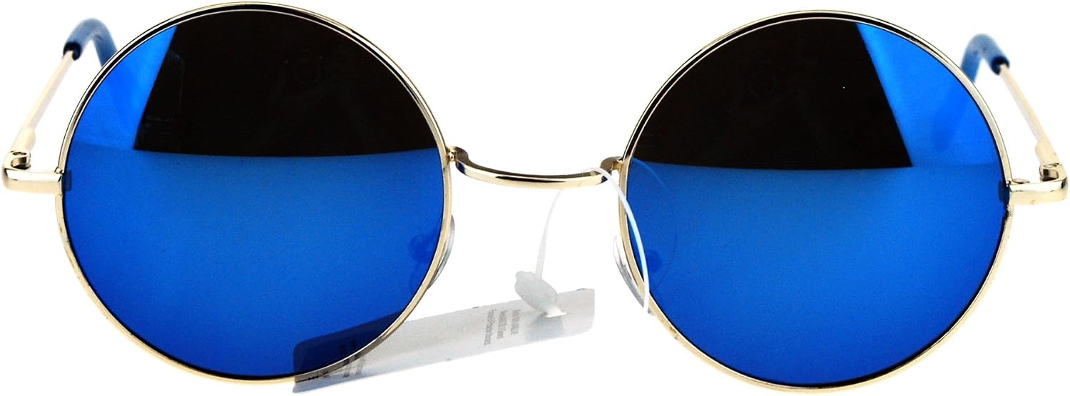 SA106 Reflective Color Mirrored Hippie Groove Round Circle Lens Retro Sunglasses