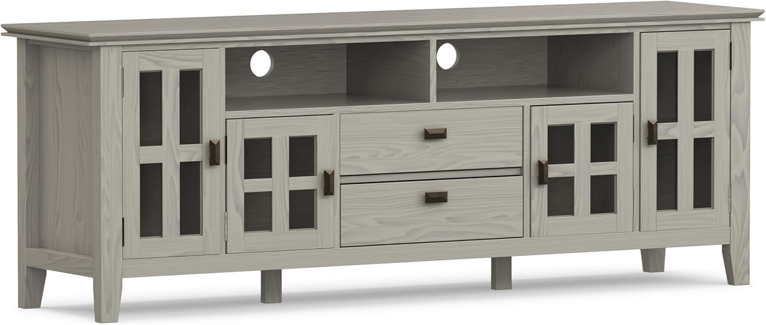 SIMPLIHOME Artisan 53" Wide Solid Wood TV Stand in Russet Brown