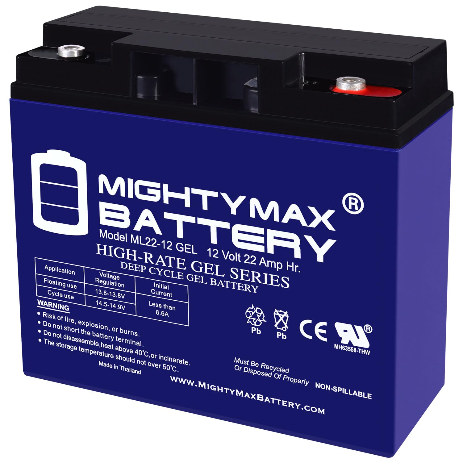 Mighty Max Battery 12V 22AH Gel Battery Replaces Enduring 6FM22, 6-FM-22
