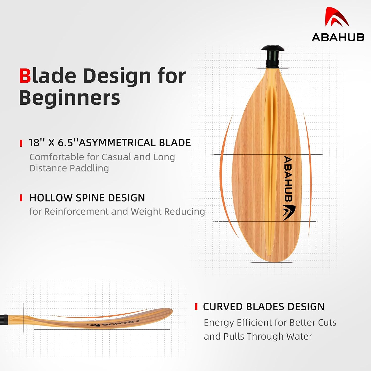 Abahub Kayak Paddle with Free Leash 220-240cm Kayaking Oars