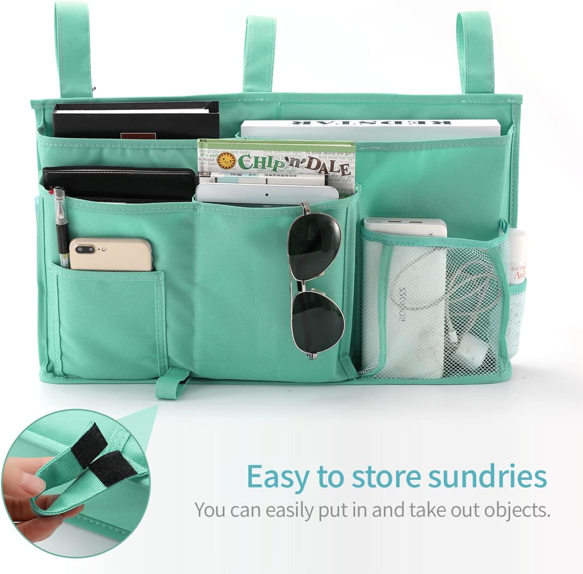 Bseash Bunk Bed Organizer, Bedside Caddy Hanging Bed Organizer Storage Bag 8 Pockets, for College Dorm Rooms Bed, Hospital Bed, Baby Bed Rails