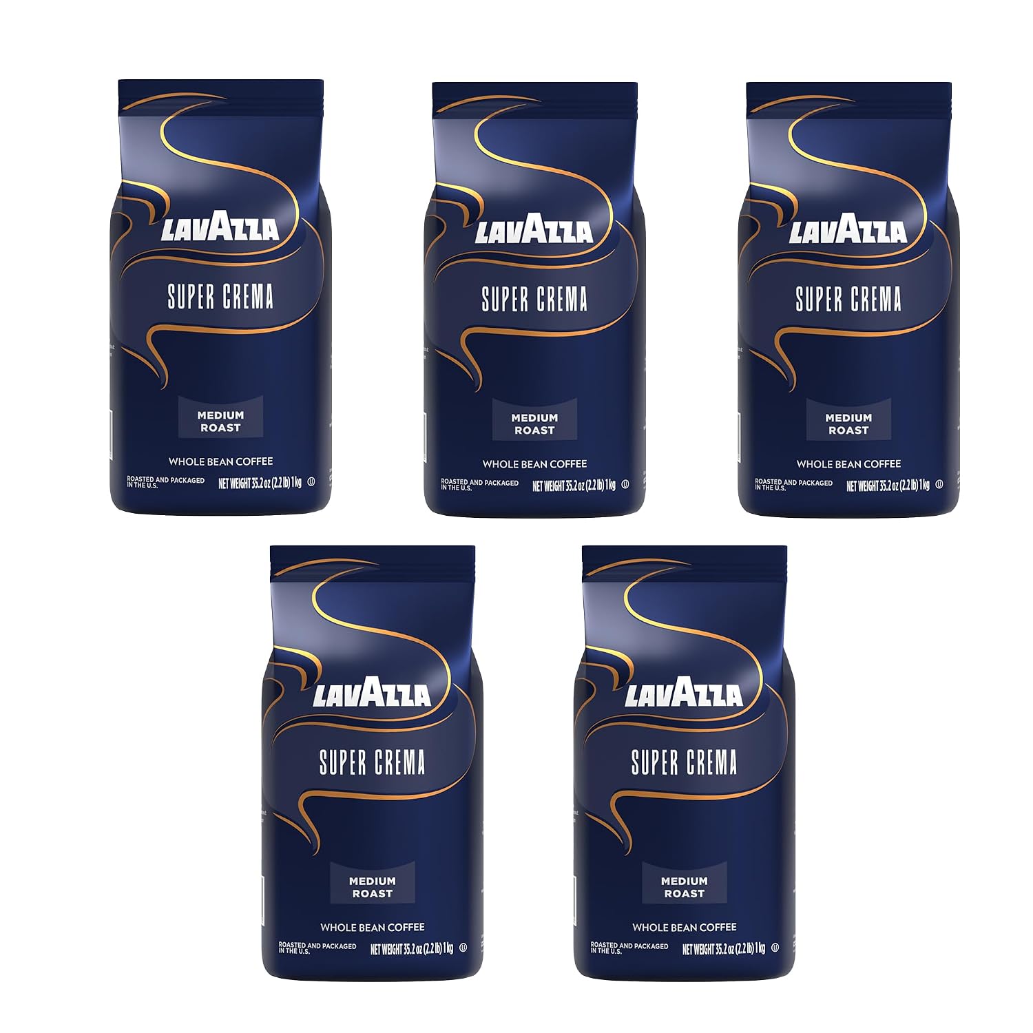 Lavazza Super Crema Whole Bean Coffee, Medium Espresso Roast, Arabica and Robusta Blend, 2.2 lb Bag, Package May Vary (Pack of 1)