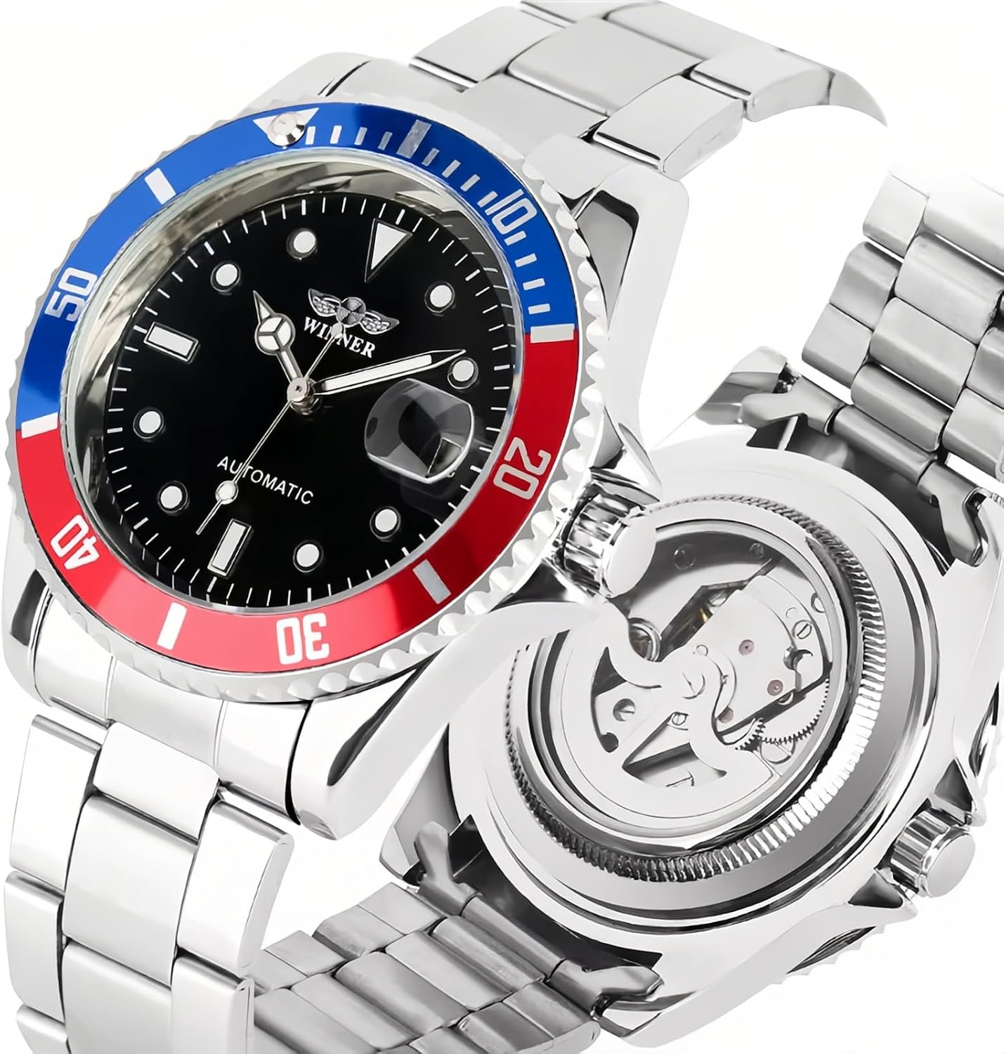 MASTOP Mens Automatic Mechanical Watches Stainless Steel Waterproof Luxury Watch for Men Reloj Automático para Hombre