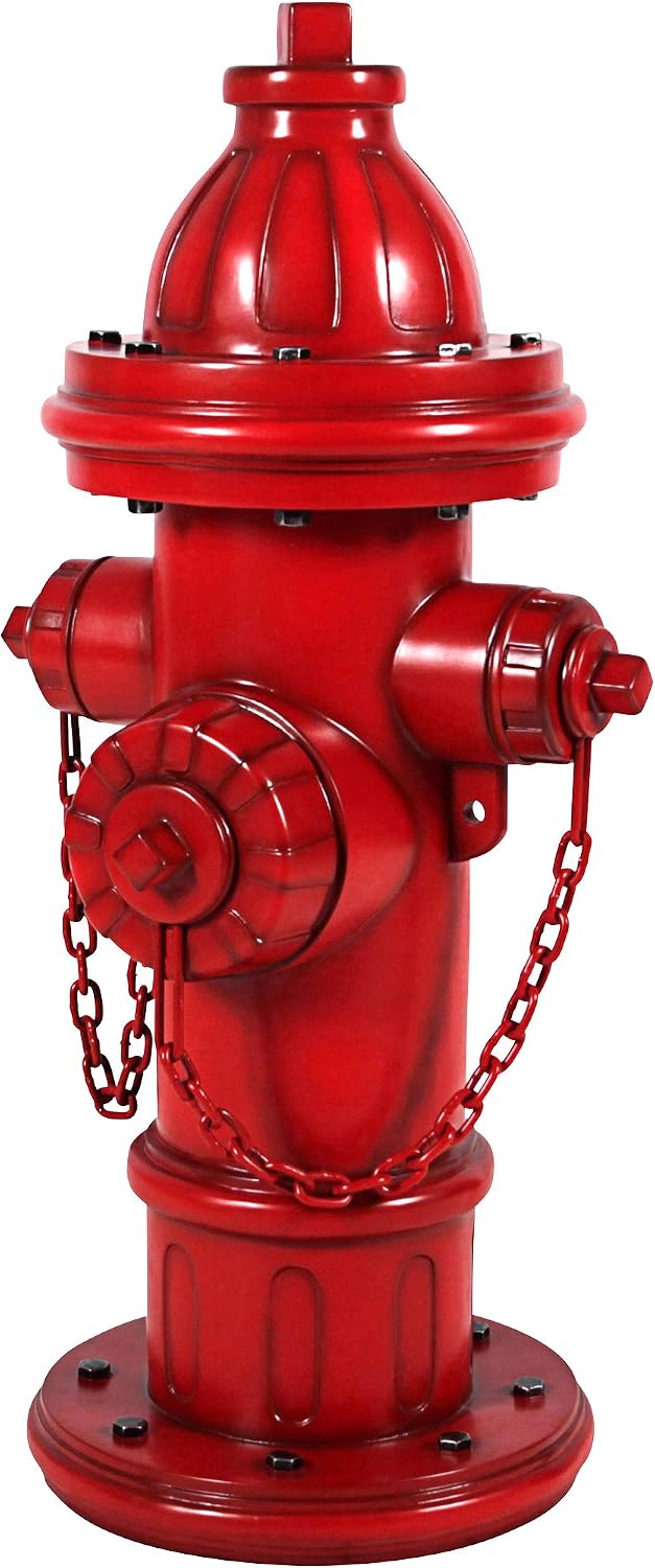 Design Toscano Dog's Second Best Friend Fire Hydrant Pee Post Indoor/Outdoor Statue, Medium 14 Inch Tall, Cast Stone Resin, Red Painted Finish