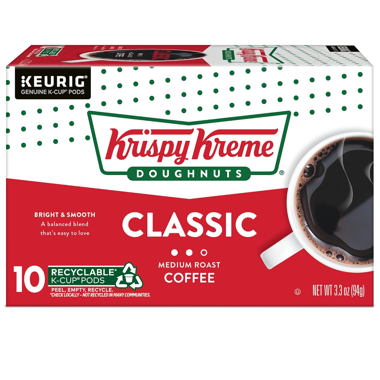 Krispy Kreme Classic Coffee, Keurig Single Serve K-Cup Pods, Medium Roast, 96 Count