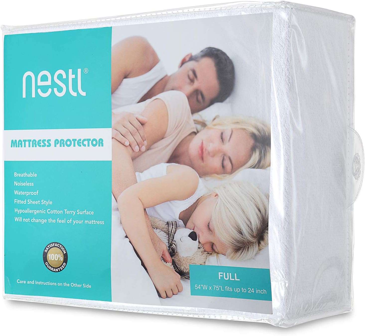 Nestl Premium Cotton Terry Mattress Protector – Soft and Waterproof Full 14 Inch Deep Pocket Mattress Protector – Breathable & Noiseless Cover