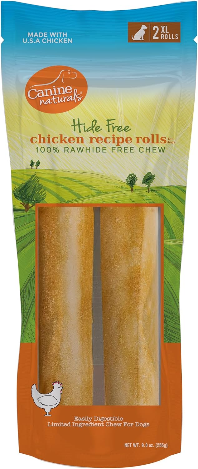 Canine Naturals Rawhide Free Chicken Recipe Dog Chews, XL Rolls, 2 Count