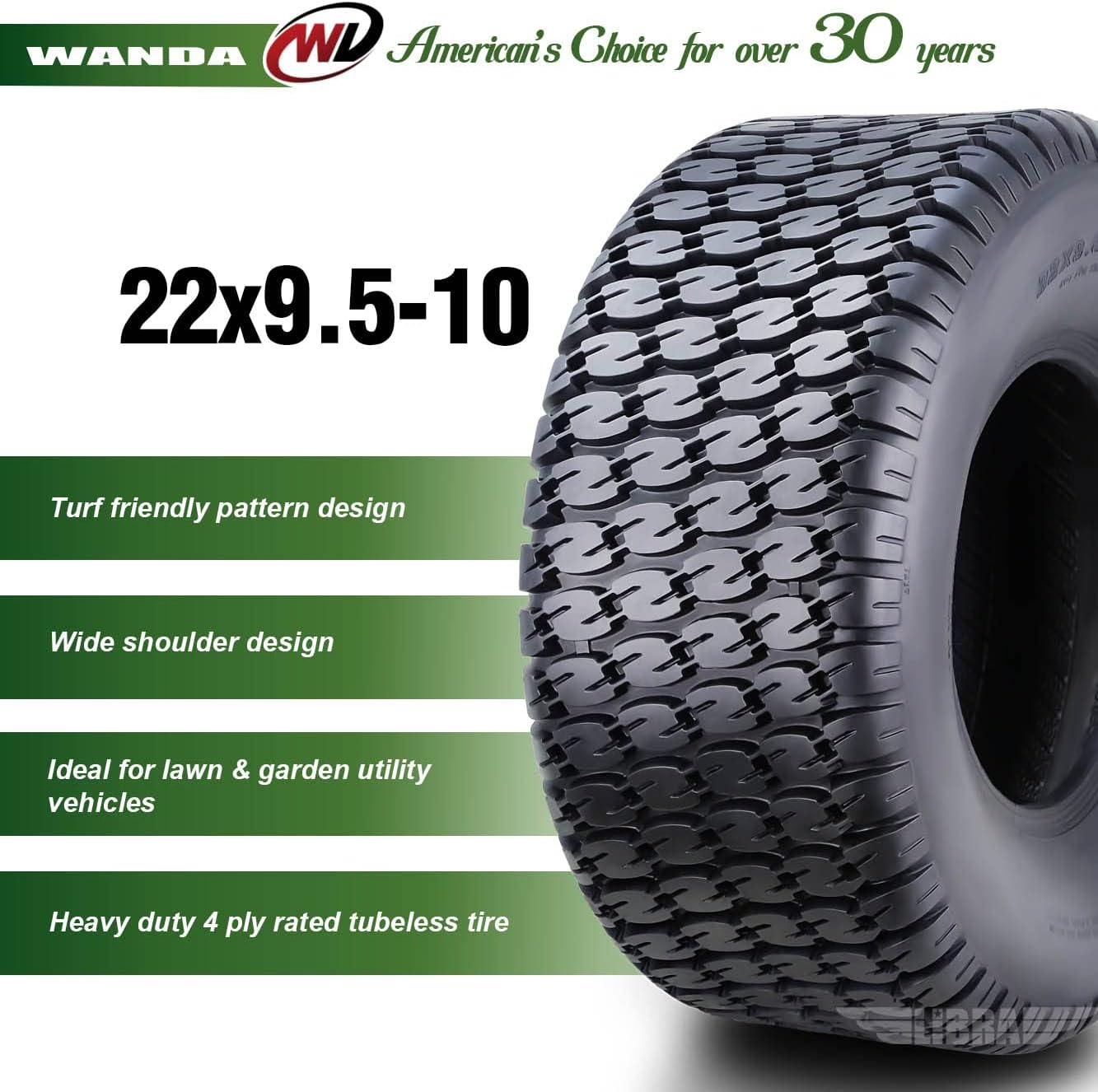 WANDA Set 2 15x6-6 15x6.00-6 Lawn Mower Tractor Turf Tires15x6x6 P332-13016 | Riding Lawn Mover, Garden Tractor