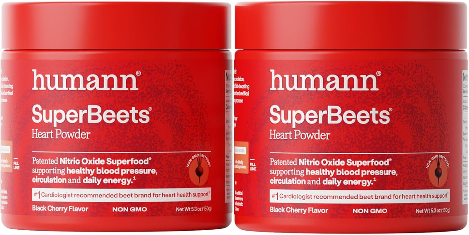 HumanN SuperBeets Beet Root Powder - Non-GMO Beetroot Superfood - Nitric Oxide Supplement for Heart Health, Circulation & Blood Pressure Support - Black Cherry, 30 Servings