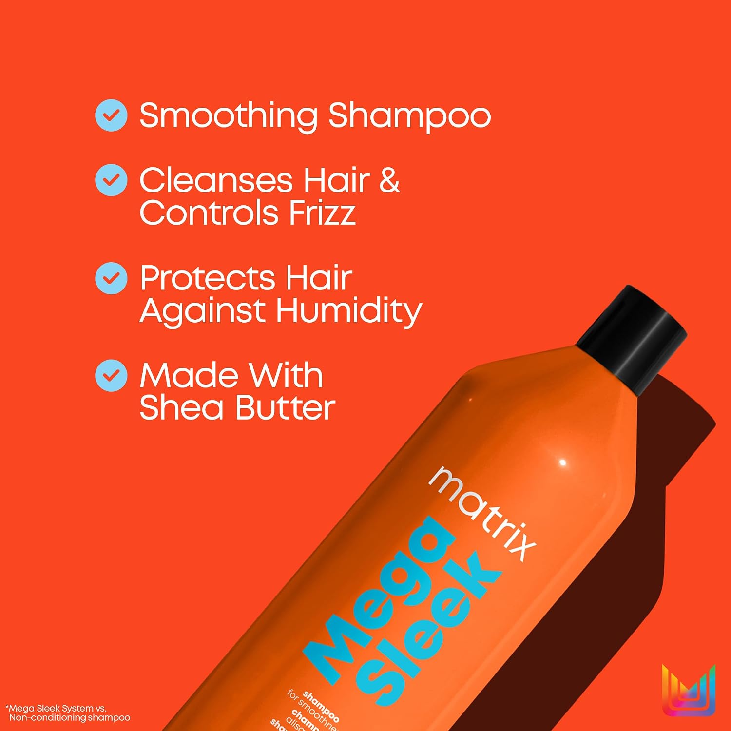 Matrix Mega Sleek Shampoo - Smoothing and Detangling, For Dry, Damaged & Frizzy Hair