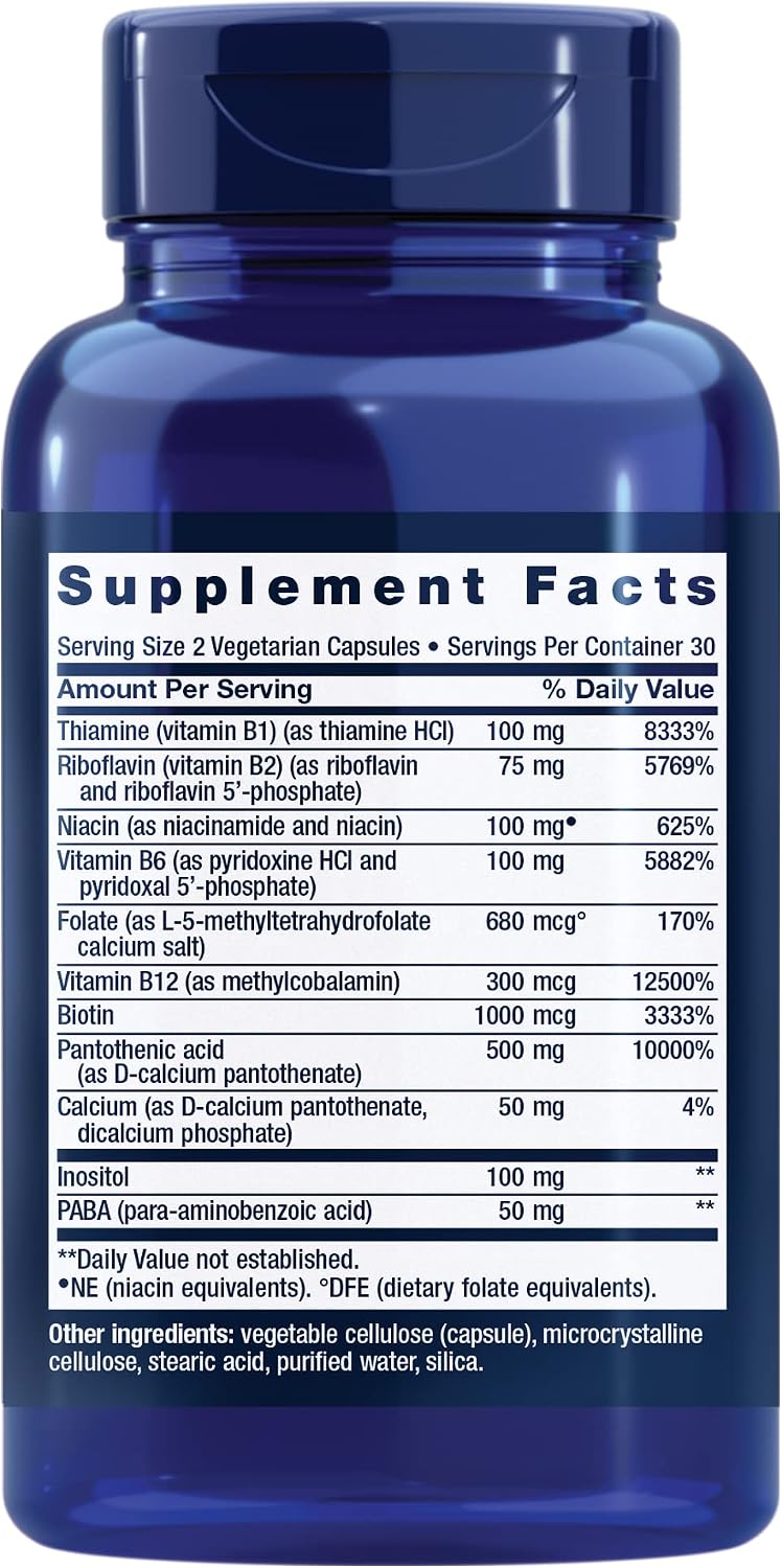 Life Extension BioActive Complete B-Complex, Heart, Brain and Nerve Support, Healthy Energy, Metabolism, Complete B Complex, 60 Vegetarian Capsules | Complete B Complex for Heart, Brain & Nerve Support with Healthy Energy & Metabolism in Vegetarian Capsu…