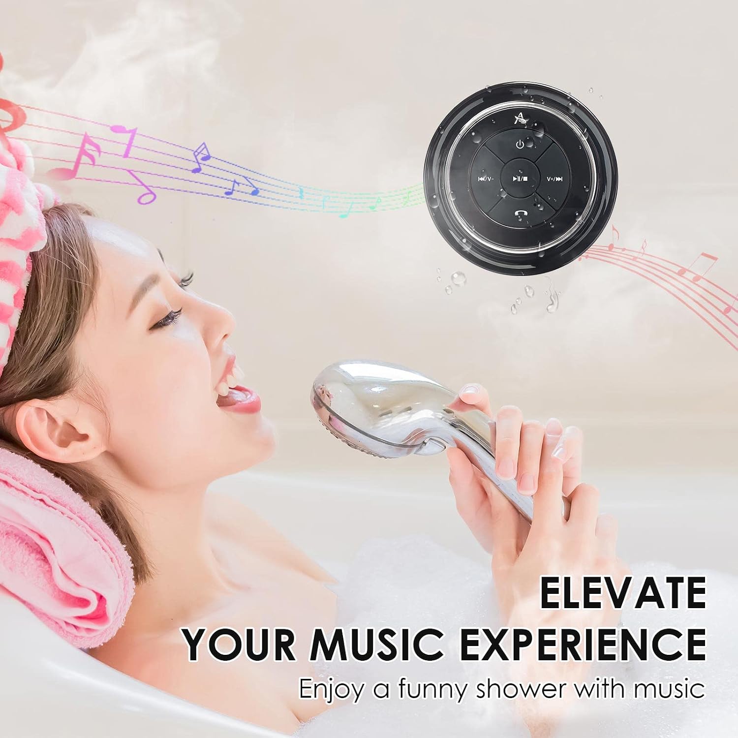 XLEADER, Upgraded, Pro Shower Speaker, Certified IPX7 Waterproof Bluetooth Speaker, with Suction Cup, Silicone Lanyard, 8W Crystal Sound&Rich Bass