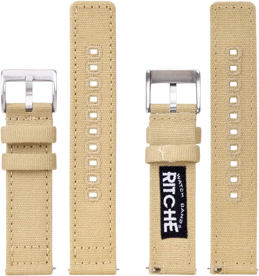 Ritche Christmas Gift Canvas Vintage Quick Release Watch Band 18mm 20mm 22mm 24mm Replacement Watch Straps for Men Women, White Elephant Gifts, Stocking Stuffers for Men, Father's Day gifts