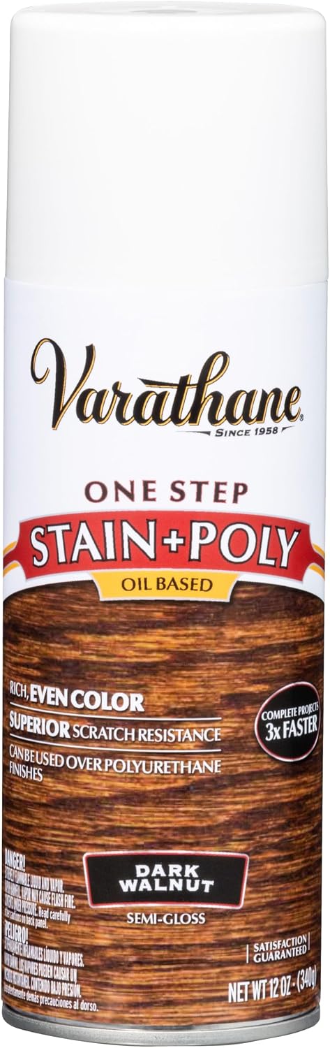 Varathane 243863 Oil-Based One Step Stain + Poly Spray, 12 oz, Golden Pecan