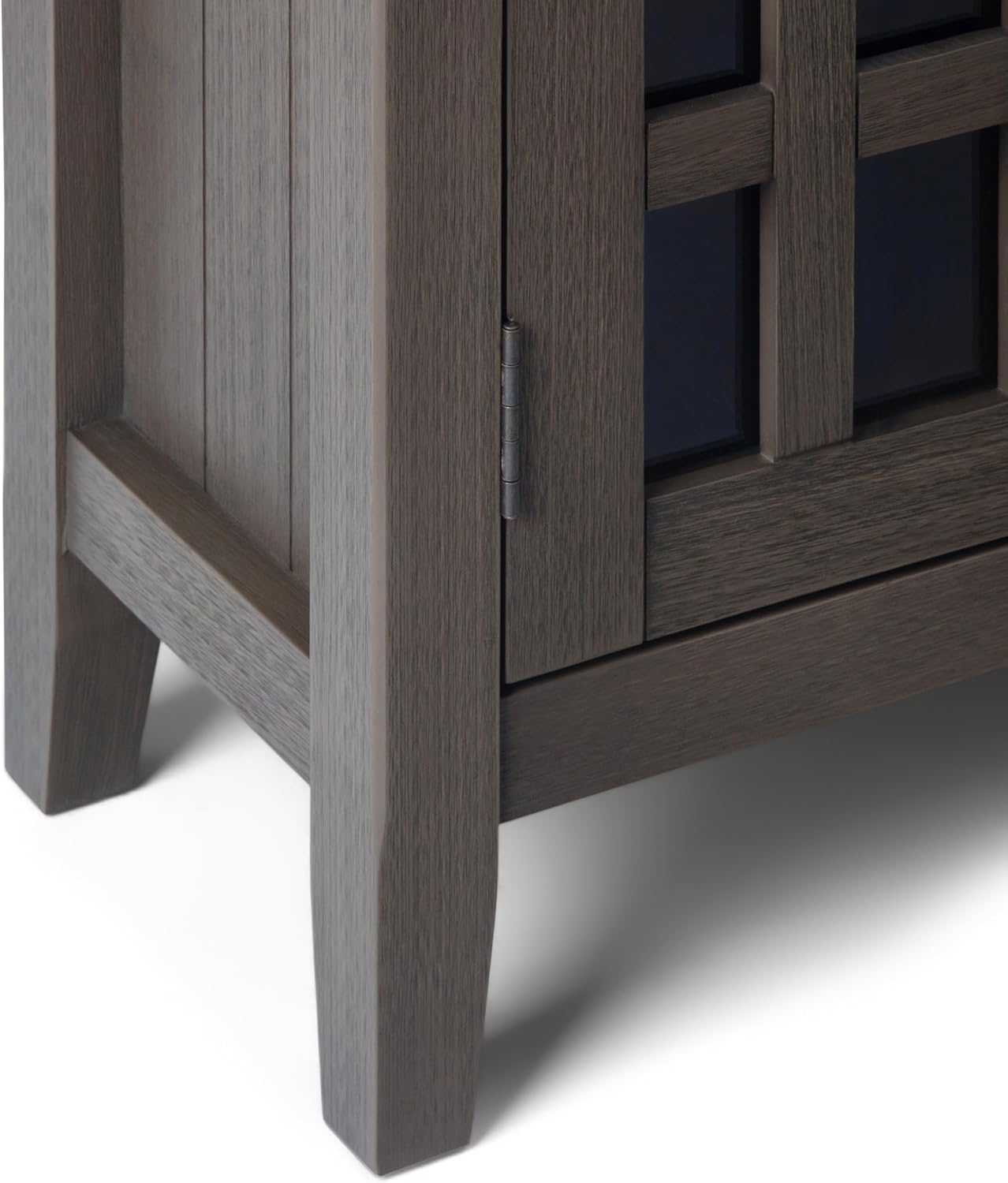 SIMPLIHOME Bedford 62" Wide Solid Wood Sideboard in Brunette Brown | Transitional low media console with glass doors and storage shelves for the living room, entryway or dining room.