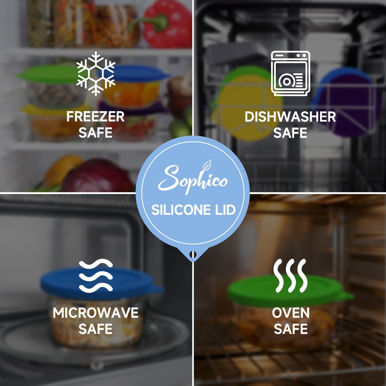 SOPHICO 4 Cup Silicone Lids Replacement for Pyrex & Anchor Hocking 7201-PC
