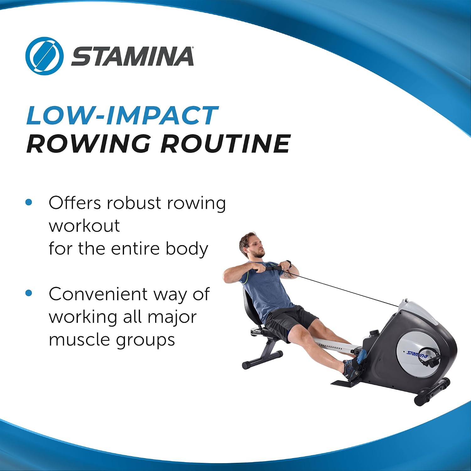 Stamina Conversion II Recumbent Exercise Bike and Rower - Cardio Machine with smart Workout App - Exercise Bike for Home Workout - Up to 250 lbs