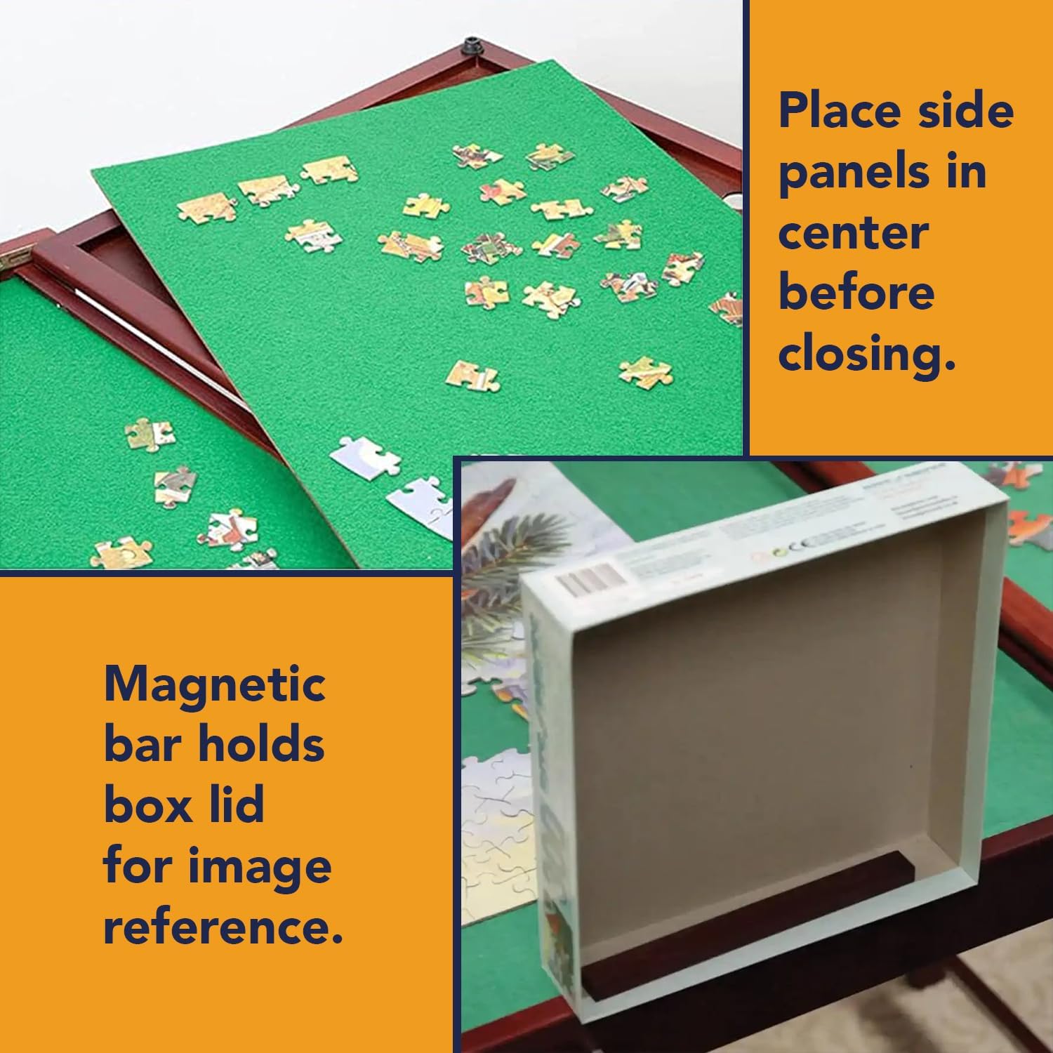 Bits and Pieces Fold-and-go Wooden Jigsaw Puzzle Table with Legs Folding Puzzle Board 1500 Pieces, Non-Slip Top, Carry Handle