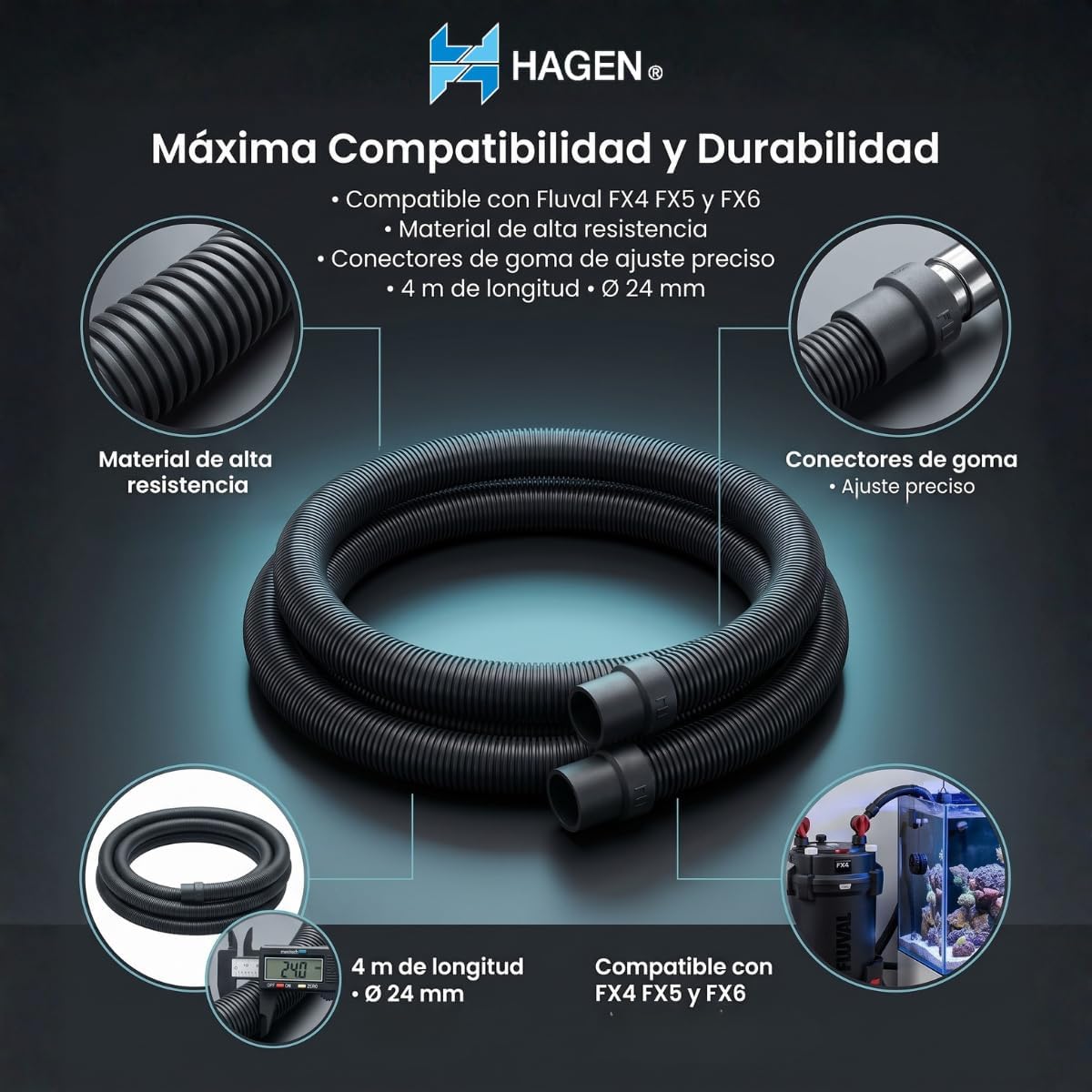 Fluval FX2/FX4/FX6 Ribbed Hosing, Aquarium Filter Replacement Part