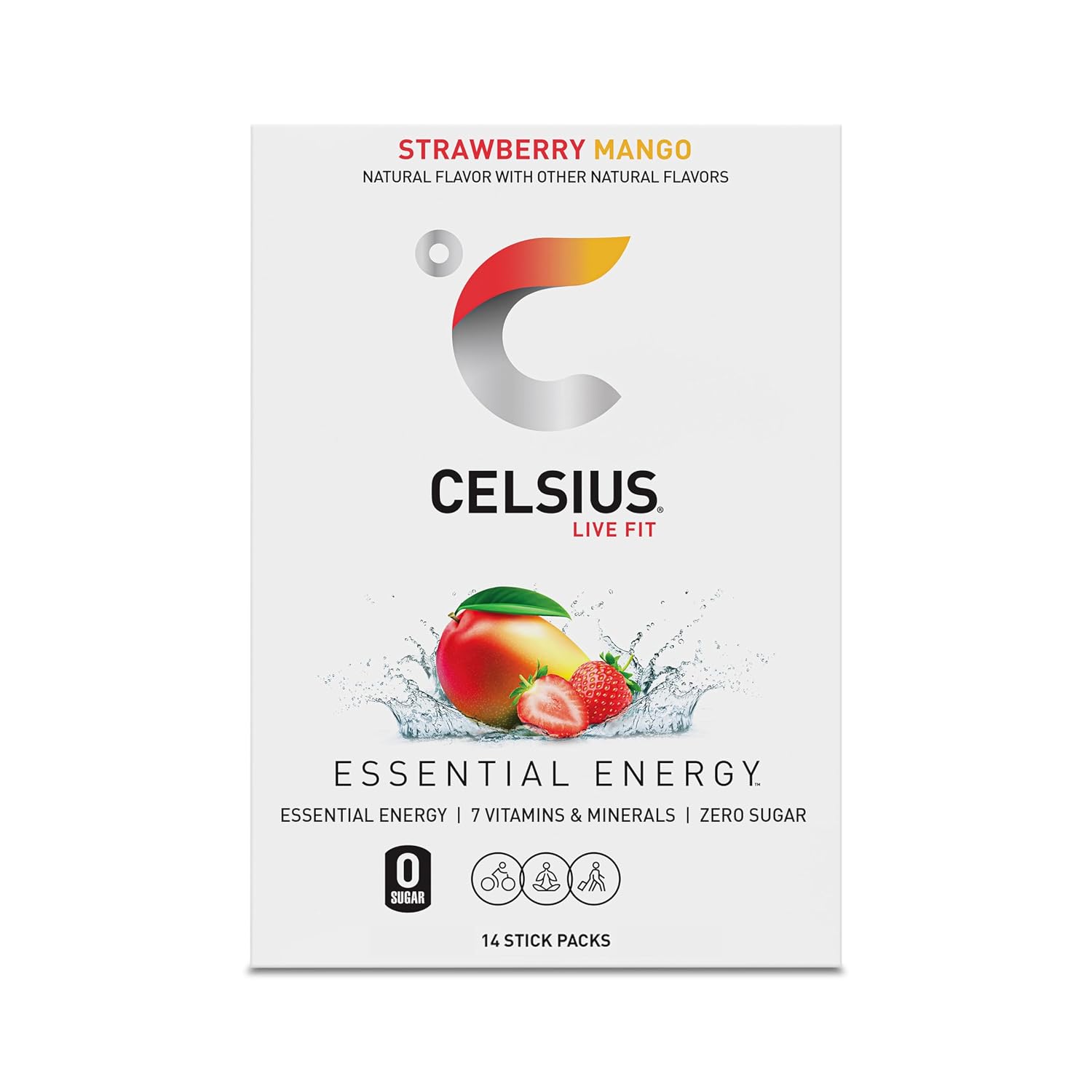 CELSIUS On-The-Go Powder Stick Packs, Zero Sugar (14 Sticks per Pack)
