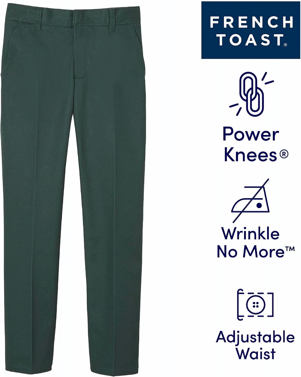 French Toast Boys' Adjustable Waist Relaxed Fit Twill Pant | school uniform pants, no need to iron, double knees for durability, typically fit boys ages 2-14