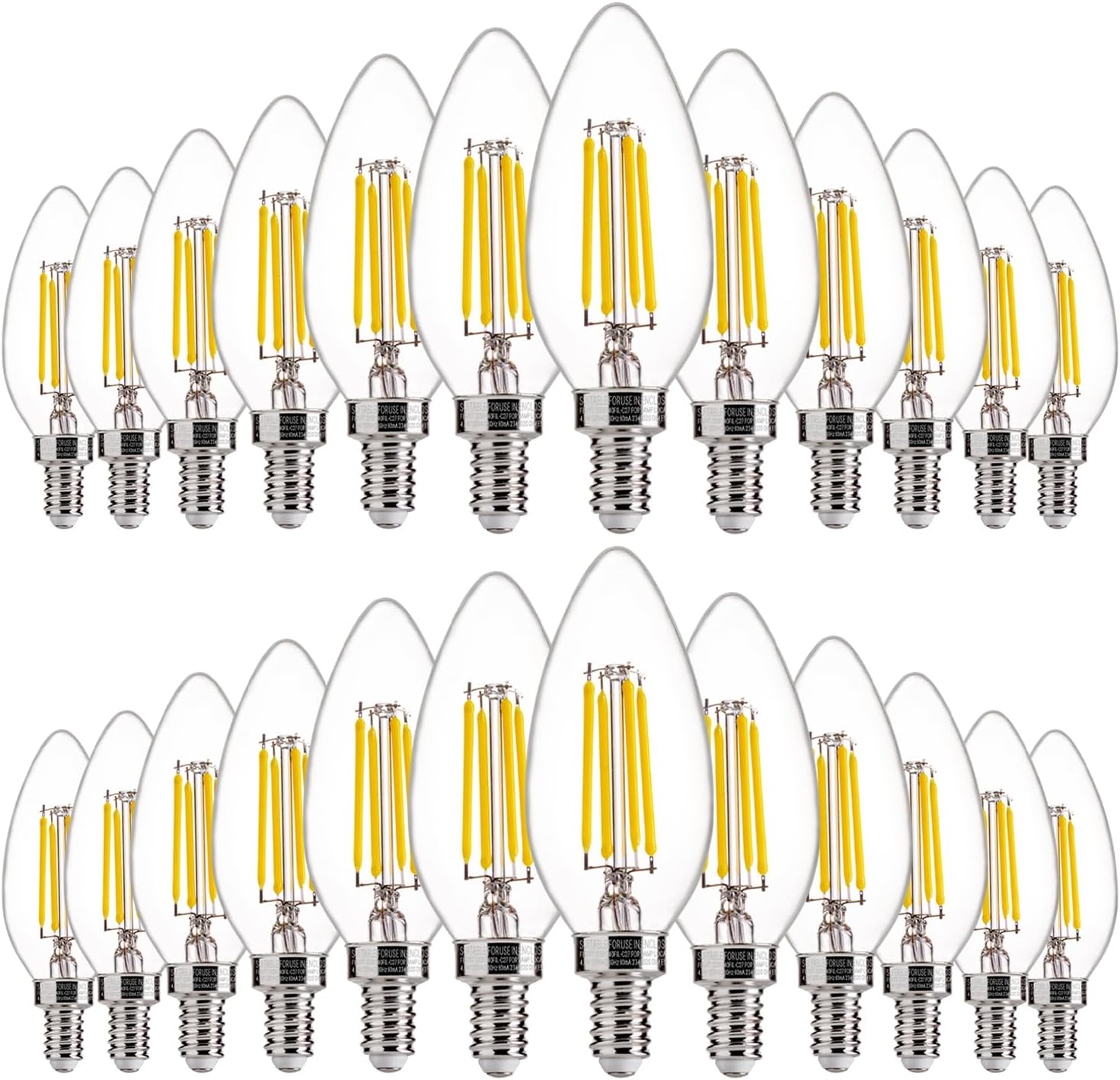 60W Equivalent LED Chandelier Light Bulbs, Dimmable, E12 Base, Clear B11 LED Filament Candelabra Bulbs, 2700K Soft White, 6 Pack