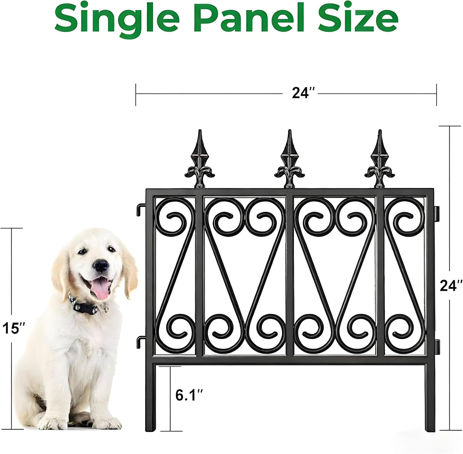 AMAGABELI GARDEN & HOME 5 Panels 32in(H)×10ft(L) Decorative Garden Fences and Borders for Dogs No Dig Rustproof Metal Fence Panels Garden Edging Border Animal Barrier Fencing for Flower Beds Black