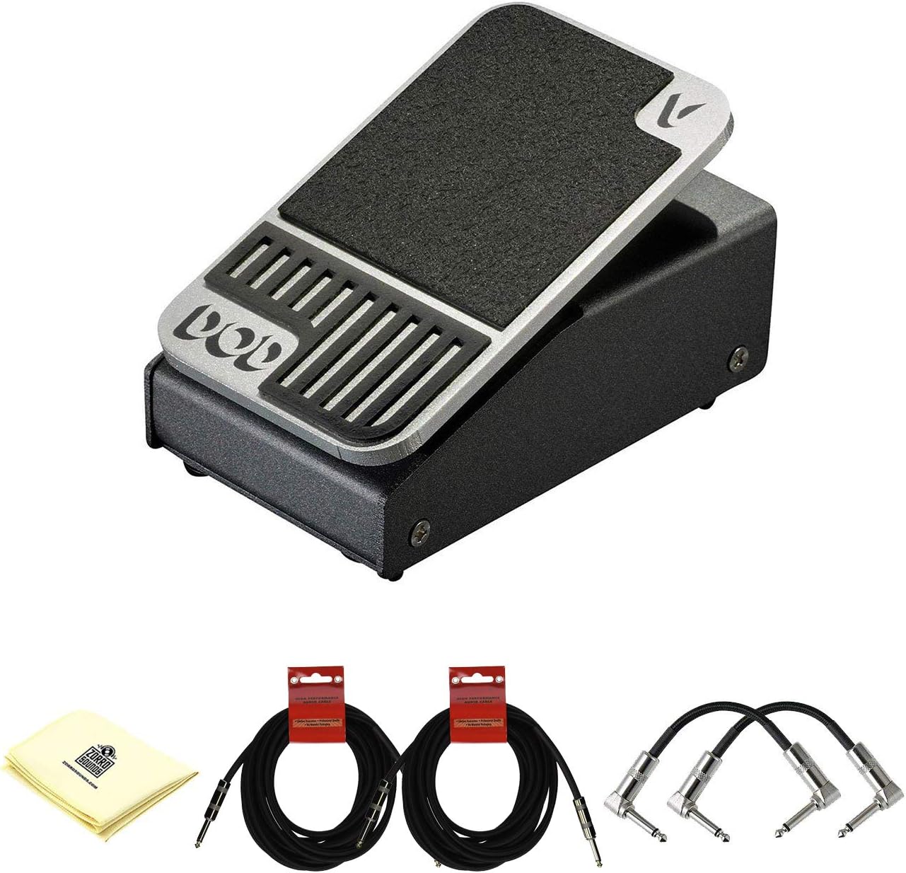 DigiTech DOD Mini Volume Pedal for Guitar and Bass with 2 Patch Cable for guitars 2 Instrument Cable and Zorro sounds Polishing Cloth
