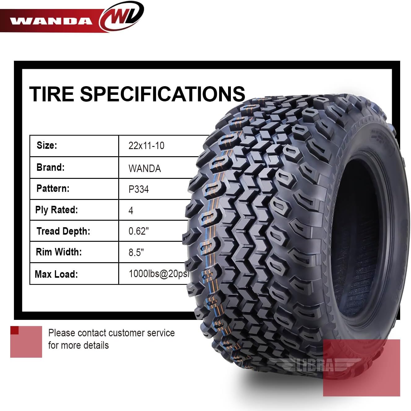LIBRA Set of 4 UTV ATV Tires 22x11-10 22x11x10 4PR High Load -10142
