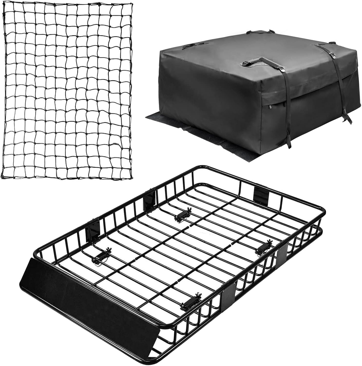 Leader Accessories Roof Rack Cargo Basket 64"x39"x4" for SUV Truck Van Car | 150 lbs Capacity, Alloy Steel with Rust-Resistant , Easy Assembly, Extra Storage for Luggage, Camping & Outdoor Road Travel