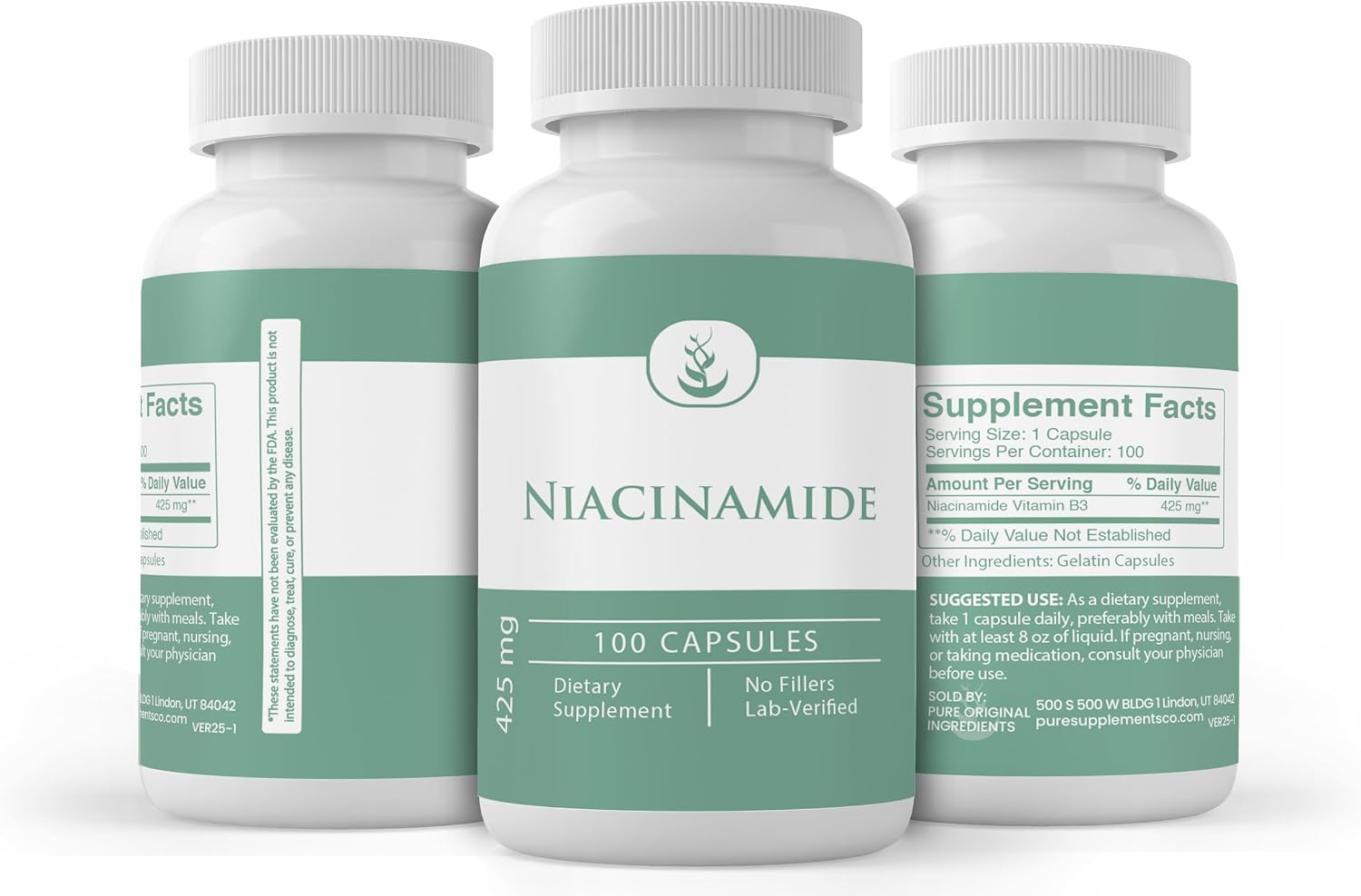 Pure Original Ingredients, Niacinamide, 100 Capsules