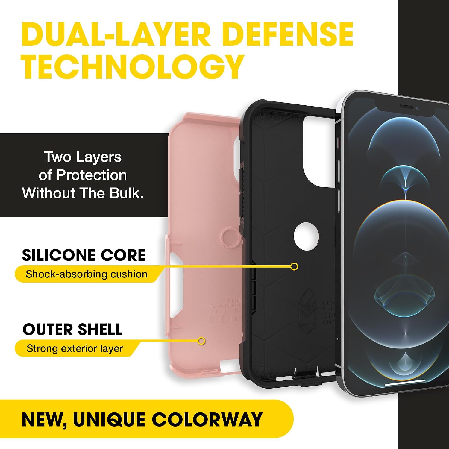 OtterBox iPhone 12 & iPhone 12 Pro Commuter Series Case - Black, Slim & Tough, Pocket-Friendly, with Port Protection