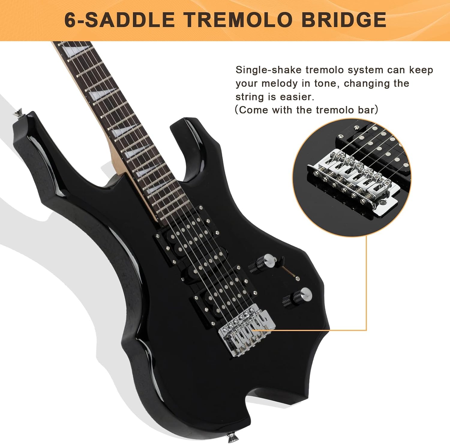 Glarry Cool Burning Fire Style Electric Guitar Christmas gift for Beginner Guitar Lover with Accessories Pack (Black)