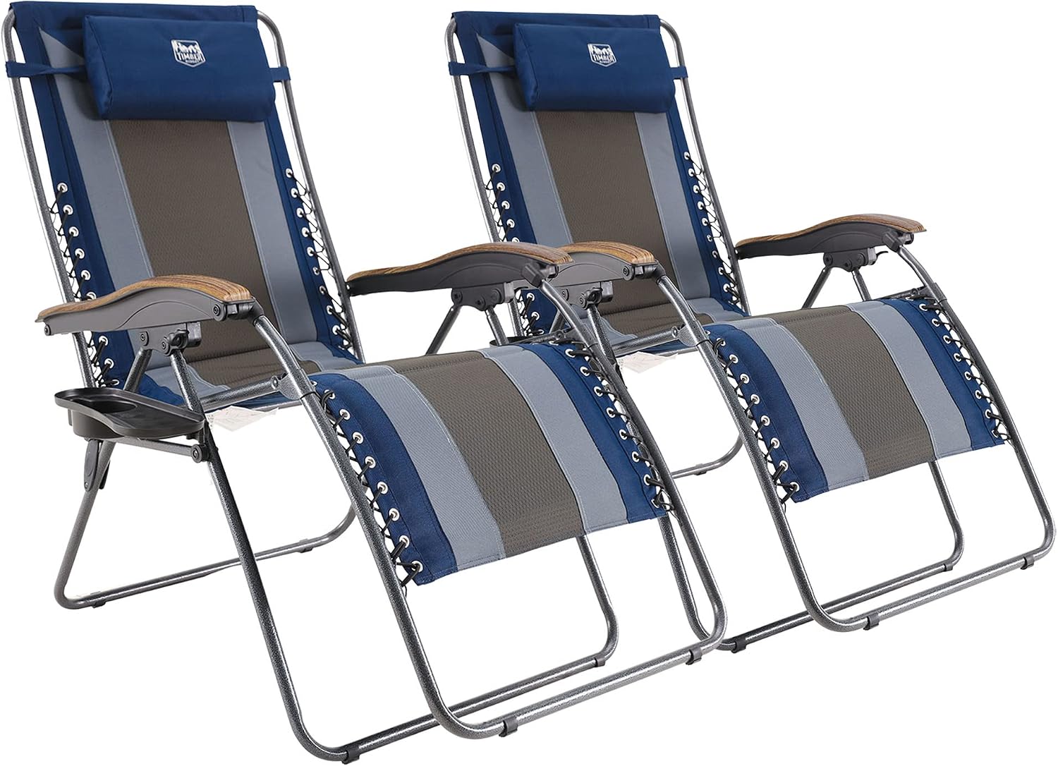 Timber Ridge Oversized Zero Gravity Chair, Padded Reclining Lounge Chair with Adjustable Headrest & Cup Holder, Heavy Duty Support 350 lbs