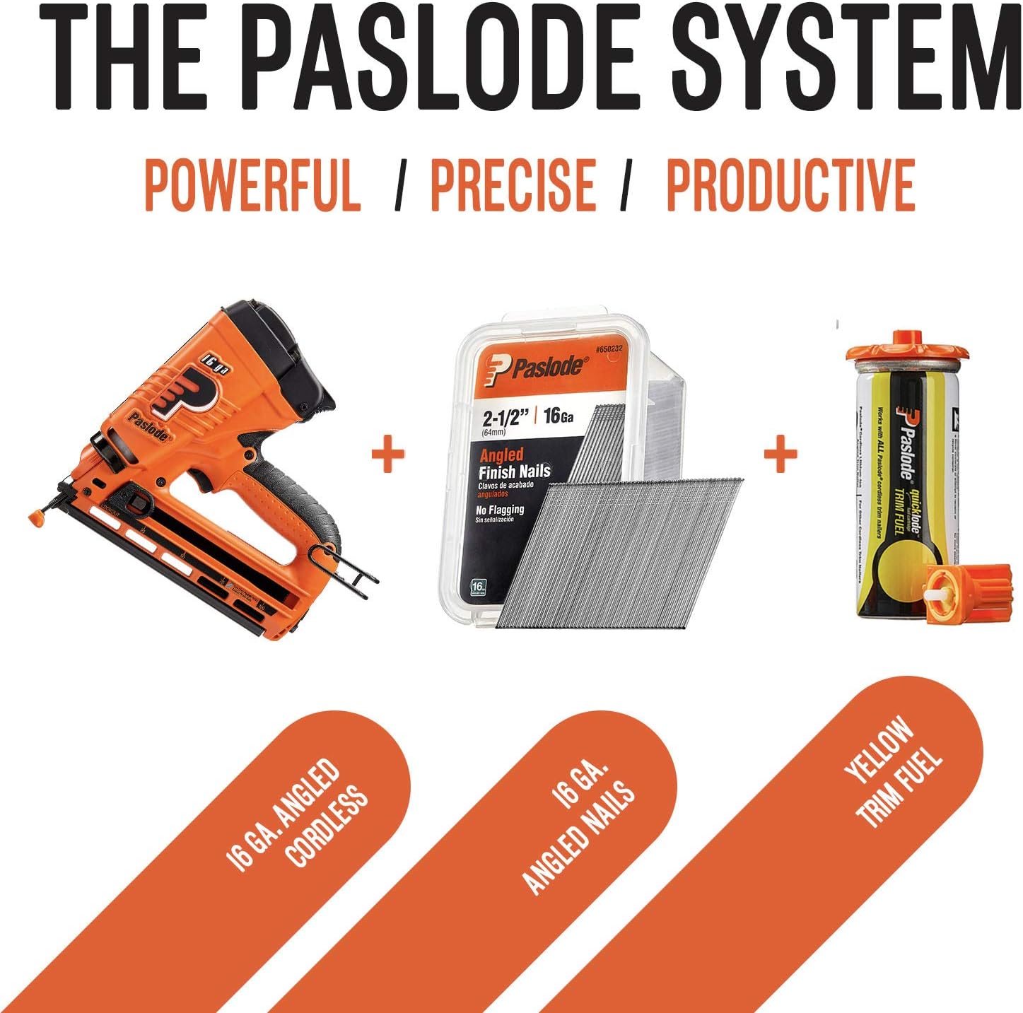 Paslode, Finishing Nail, 650232, 20 Degree Angled Galvanized, 16 Gauge, 2,000 per Box, 2 1/2 inch