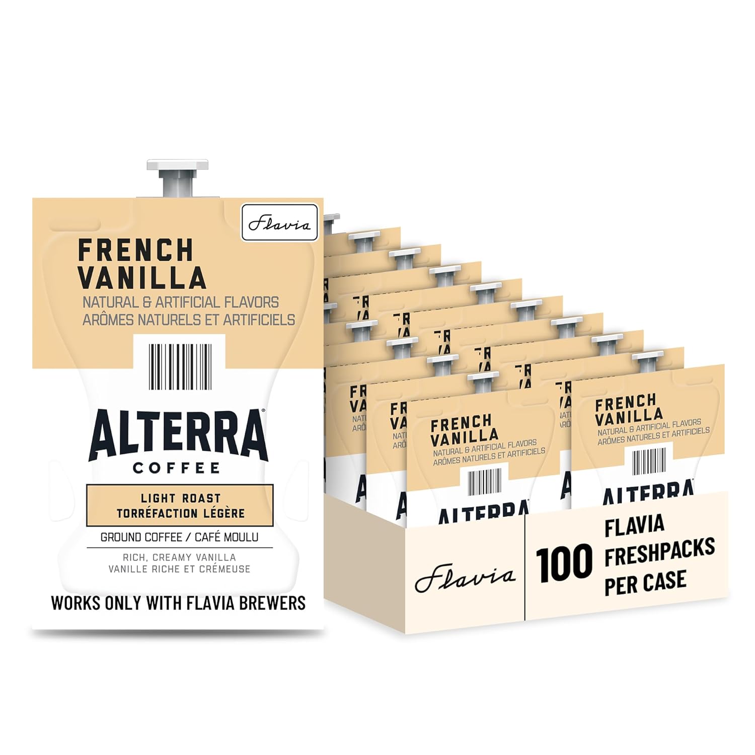 Flavia Alterra French Roast Coffee Freshpacks compatible only with Flavia Brewers, Dark Roast (Case of 100)