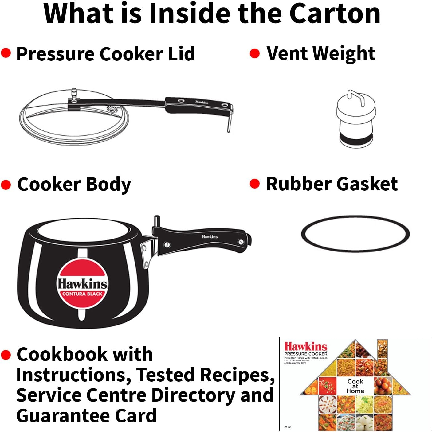 Hawkins 3.5 Litre Contura Black Pressure Cooker, Hard Anodised Inner Lid Cooker, Handi Cooker, Black (CB35)