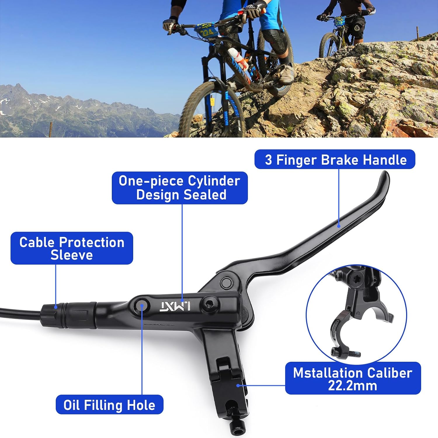 TOBWOLF MTB Cable Disc Brake Kit, Front Rear Calipers with 160mm Rotors