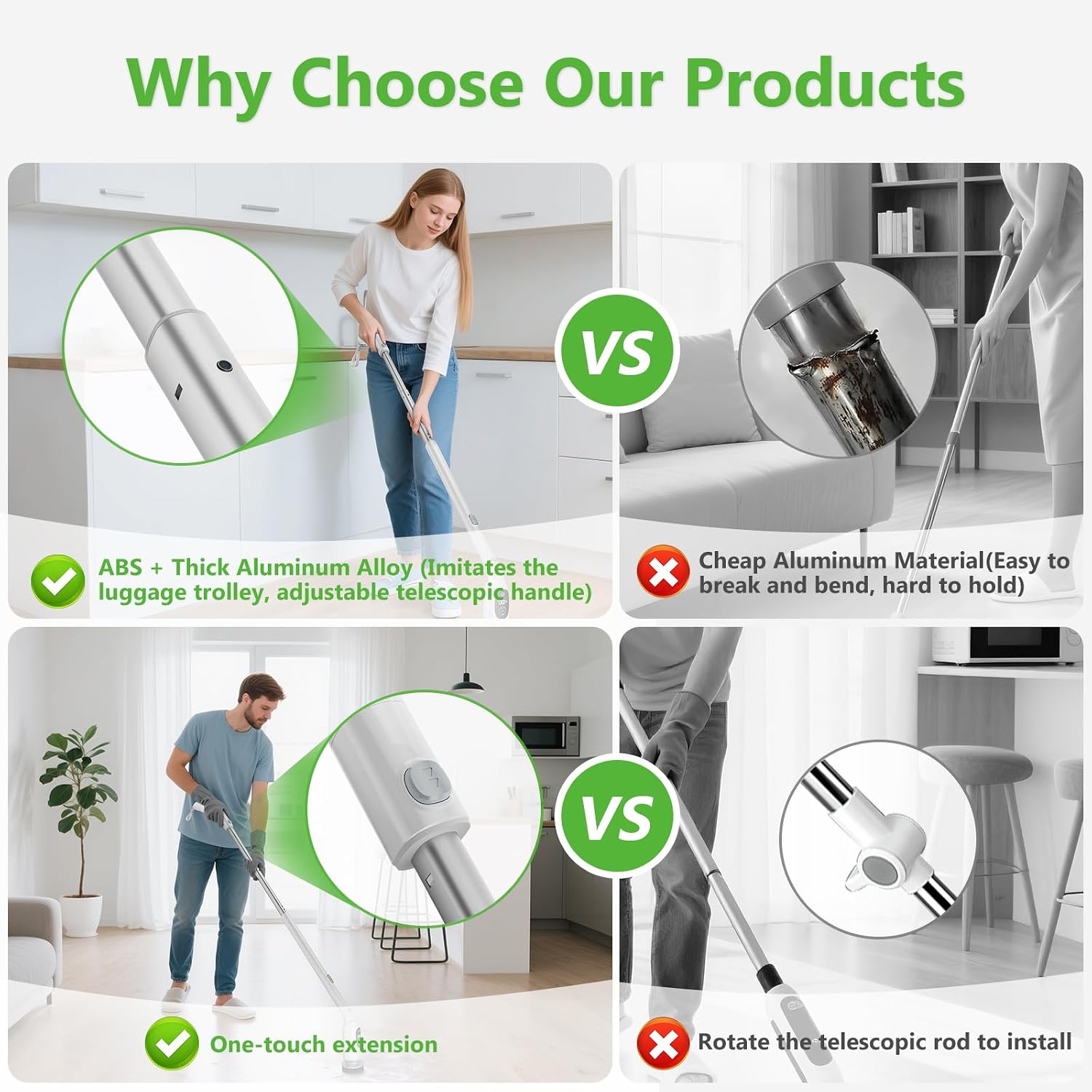 Electric Spin Scrubber, Bathroom Scrubber with Aluminum Alloy Handle | 3H Work Time, Cordless Cleaning Brush with 3-Speed, IPX7 Waterproof