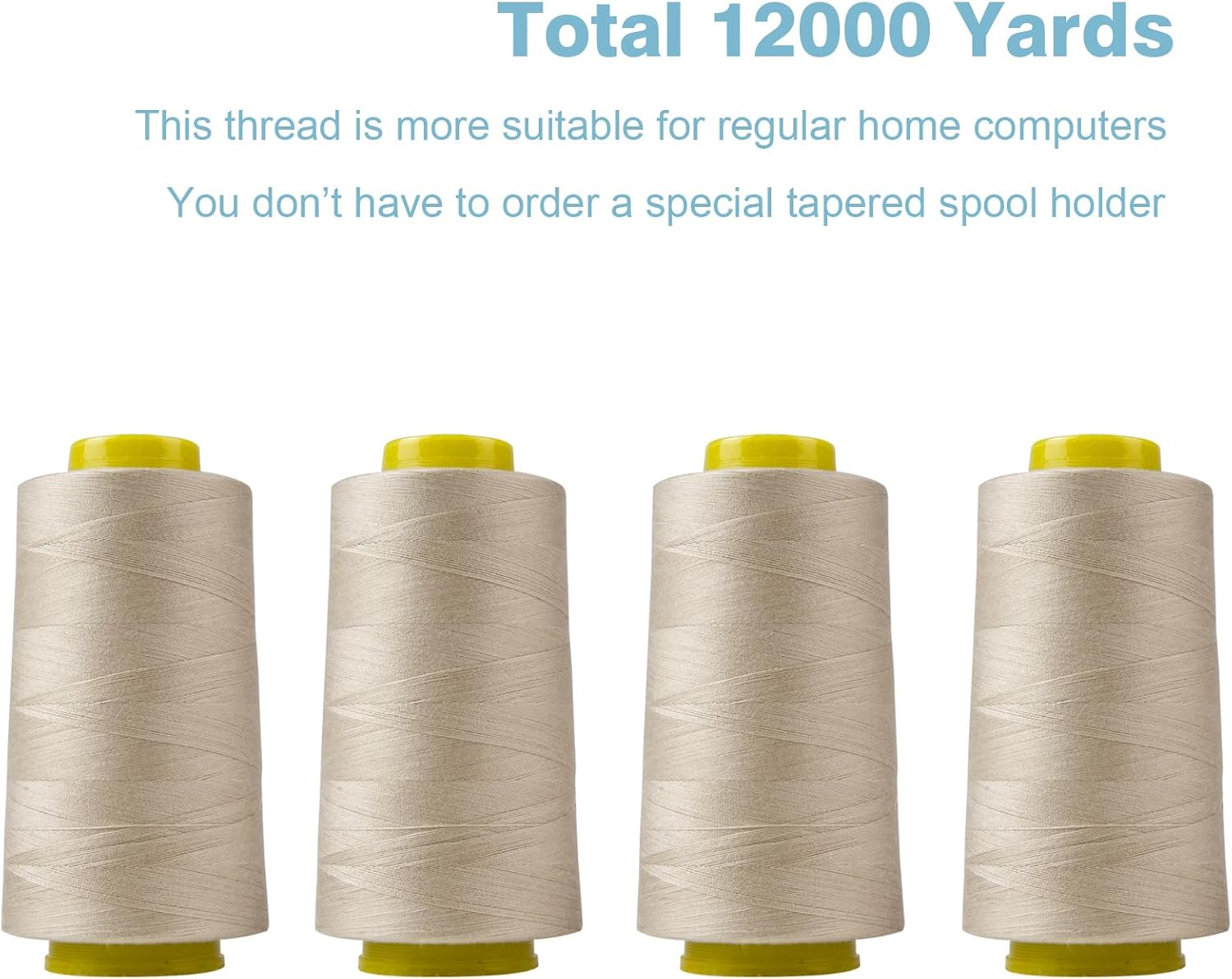 Black Serger Thread, All-Purpose Thread for Sewing, Polyester, 4 Cones of 3000 Yards Each Spool for Sewing Machine